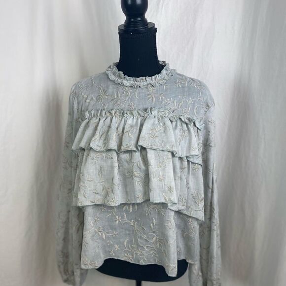 #112 ZARA Basic Cropped Ruffle Front Blouse - Picture 4 of 5